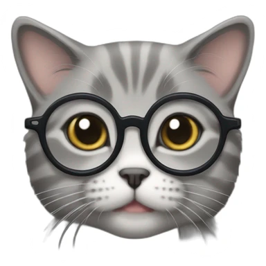 grey munchkin cat with glasses sticker