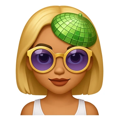 Change the disco ball to green color, keep the rest the same, in the style of emoji (apple style emojis) sticker