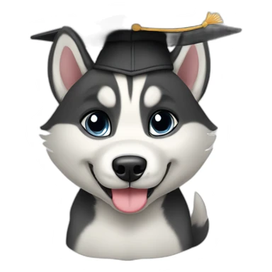 husky puppy in a mortarboard sticker