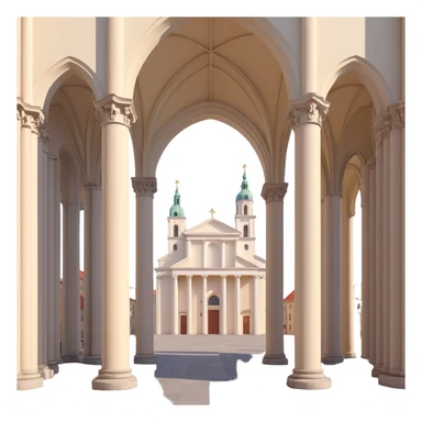 Modern 3D Discord role icon of Vilnius Cathedral Lithuania focusing on cathedral columns and tower with realistic shading sticker