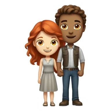 Brown hair man and red hair girl sticker