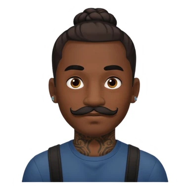 bun hair man and mustache and face tattoos very heavy sticker