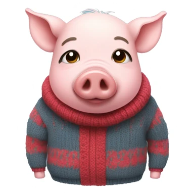 Pig wearing a sweater sticker