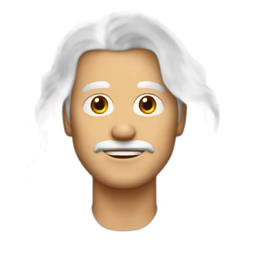 Man with long white hair, he has brown bread sticker