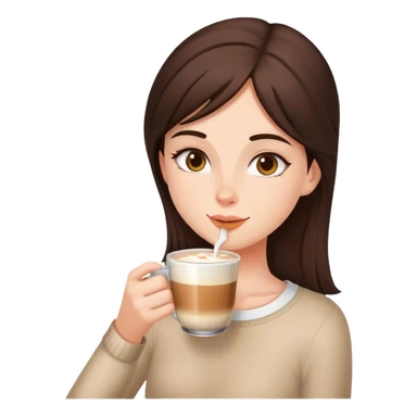 Brunette girl drinking a chai latte  sticker