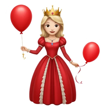 queen wearing dress, holding balloon sticker