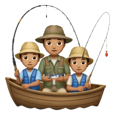 Father and sons fishing on a boat sticker