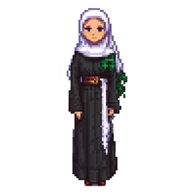 Saudi woman in abaya and hijab, pixel art style sticker