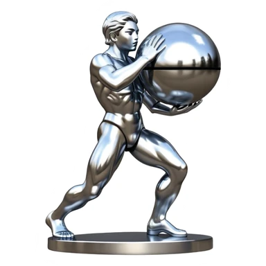 sorayama Sisyphus carrying big sphere on his back sculpture sticker