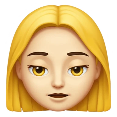 Emoji estilo WhatsApp com rosto amarelo clássico, expressão neutra com sobrancelhas muito bem marcadas, arqueadas e definidas, olhos semicerrados com leve atitude, boca com leve sorriso de confiança. sticker