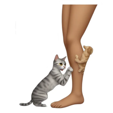 cat scraching human leg sticker