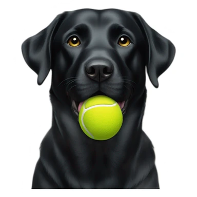 Black Labrador retriever with 3 tennis balls in mouth sticker
