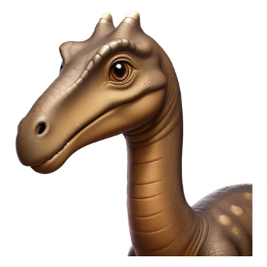 Cinematic Noble Brontosaurus Portrait Emoji, Poised and majestic, with a colossal, elongated neck stretching gracefully from a massive, sturdy body draped in warm, earthy tones, a gentle, wise face with soft, observant eyes, and a long, elegant tail, Simplified yet grandly defined features, highly detailed, glowing with a soft, ancient luminescence, high shine, intelligent and serene, stylized with an air of prehistoric grandeur, focused and calm, soft glowing outline, capturing the essence of a watchful and confident Brontosaurus that appears ready to loom out of the screen with effortless majesty! sticker