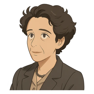 ghibli style portrait of Hannah Arendt with a neutral background sticker