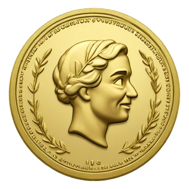 gold coin with large "15" label in center and laurel sticker