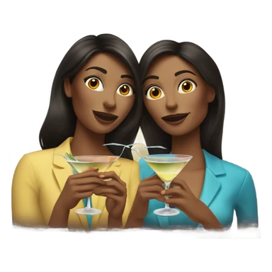  women two friends sipping martinis brunettes sticker