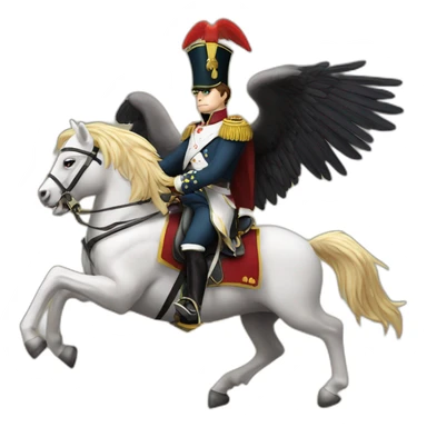 serious angry napoleon on horse hold golden eagle sticker