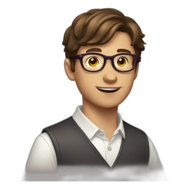 Classy short-brown-haired, bitter, bespectacled young man throwing grapes sticker