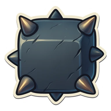 Add short, fat spikes to the outside sides of the graphite stone in a retro sticker style. Keep the background transparent. sticker