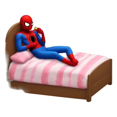 spiderman and hello kitty sleeping on bed sticker