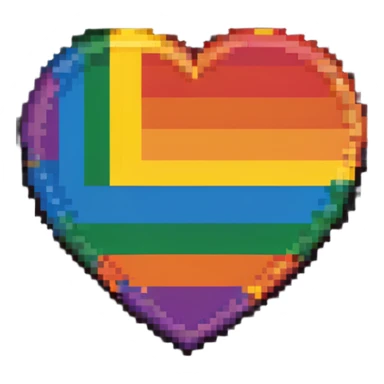 LGBT flag emblem, 40x40 pixels, vibrant rainbow stripes, inspired by Habbo Hotel badge style sticker