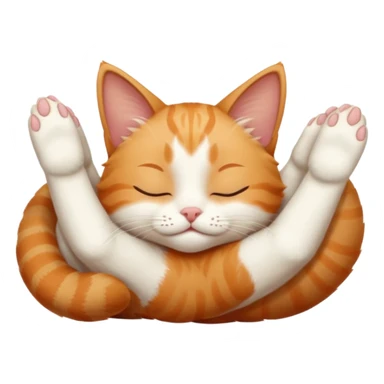 ginger and white small cat eyes closed lying down upside down with paws stretched out straight in different directions sticker