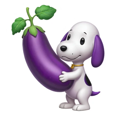 Snoopy with an eggplant sticker