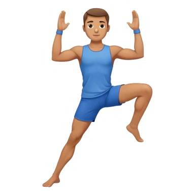 man with blue short warrior yoga pose sticker