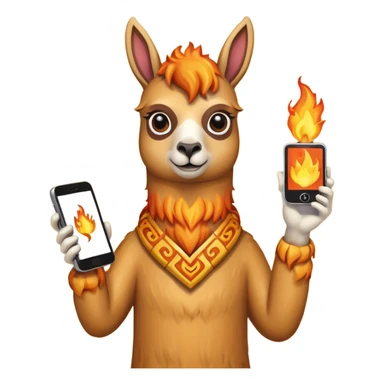 una llama de fuego que tenga en la mano un telefono sticker