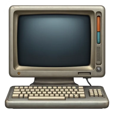 generate me an old computer with separated computer sticker
