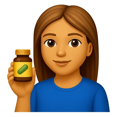 DONNA STILE EMOJI IPHONE DI UNA DONNA CON BOCCETTA DI INTEGRATORE IN MANO, 4K sticker