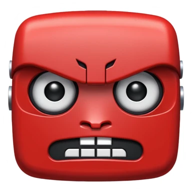 Create a pixel-grid robot face emotion displayed on a dark background composed of a strict 32×32 square grid. . Create emotion "Angry" sticker