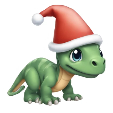 Little Foot from the Land Before Time wearing Christmas hat sticker