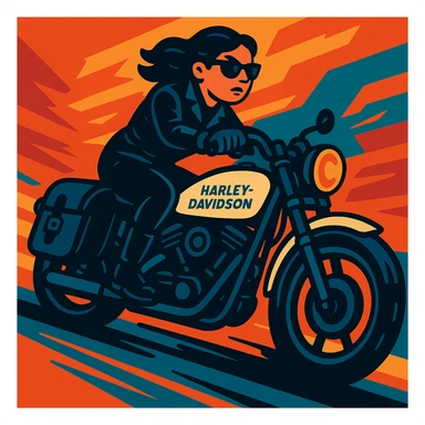 Add black leather saddle bags to the motorcycle, keep the vibrant toon style and all original details. sticker