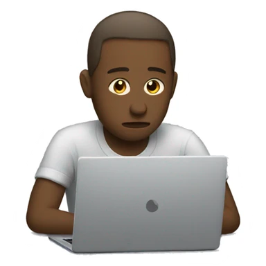 sad person with laptop sticker