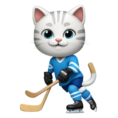 Cat playing hockey  sticker