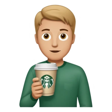 white man holding a Starbucks cup sticker