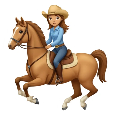 thin Horse back riding Girl with Brown Hair and a palomino Horse  western sticker