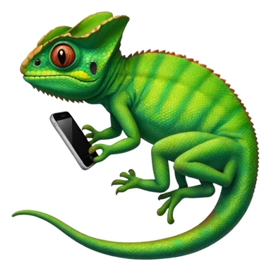 Chameleon using an iPhone sticker