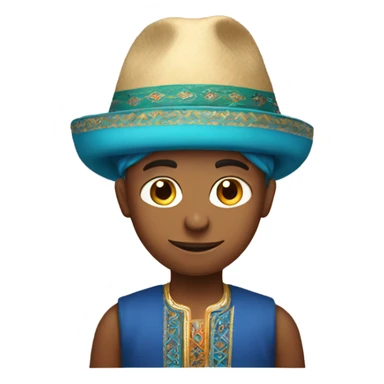 A boy with a Turkmen hat on his head sticker