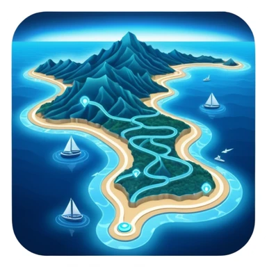 futuristic sea map  a route  sticker