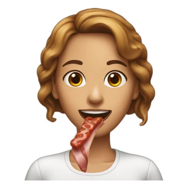 A girl eating a sosage sticker