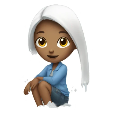 a girl with a white puddle  sticker