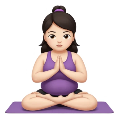 Sad fat girl doing yoga crow pose dark hair sticker