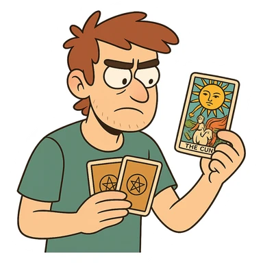 cartoon character with tarot cards sticker