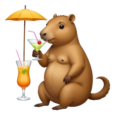 Capibara drinking a cocktail on the beach sticker