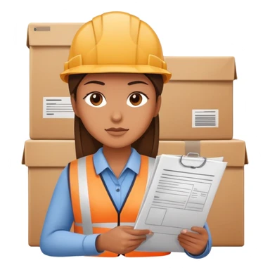 logistics specialist working with shipping documents sticker