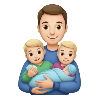 man with three babies sticker