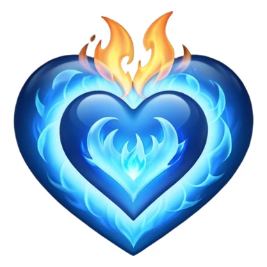Blue fire heart  sticker