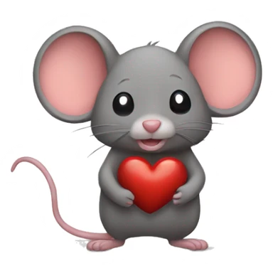 Mouse with bear and heart sticker
